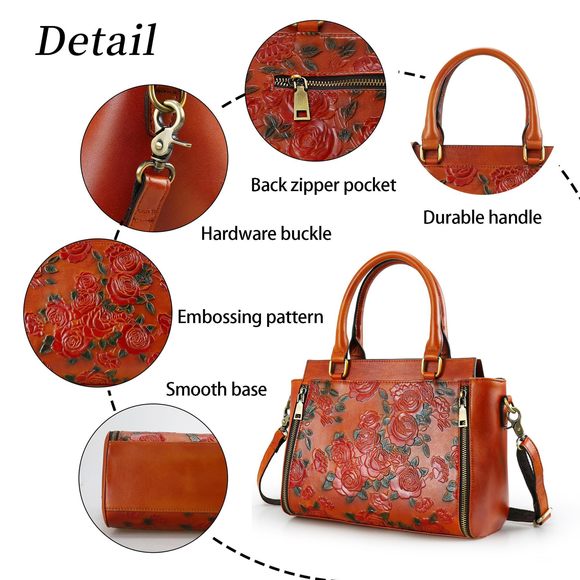 Crossbody Bag Leather Shoulder Bag Tote Handle Medium Satchel :[ - Picture 4 of 9